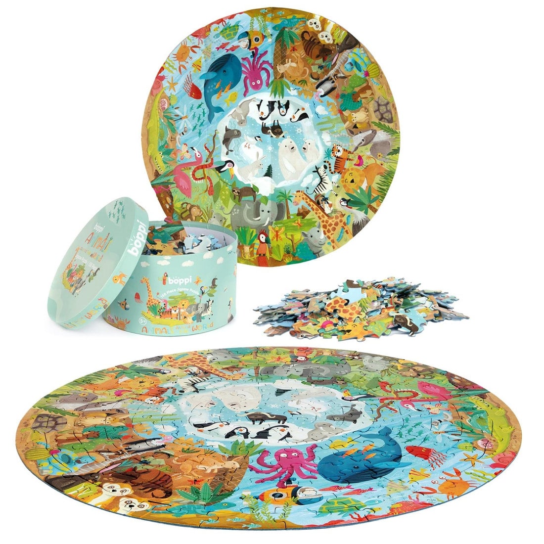 BOPPI - Puzzle Rond & Original - Puzzle Enfant de 3 à 8 Ans - Puzzle  Animaux Enfant - Animaux du Monde - Carton 100% Recyclé - 58 cm - 150  Pièces : : Jeux et Jouets