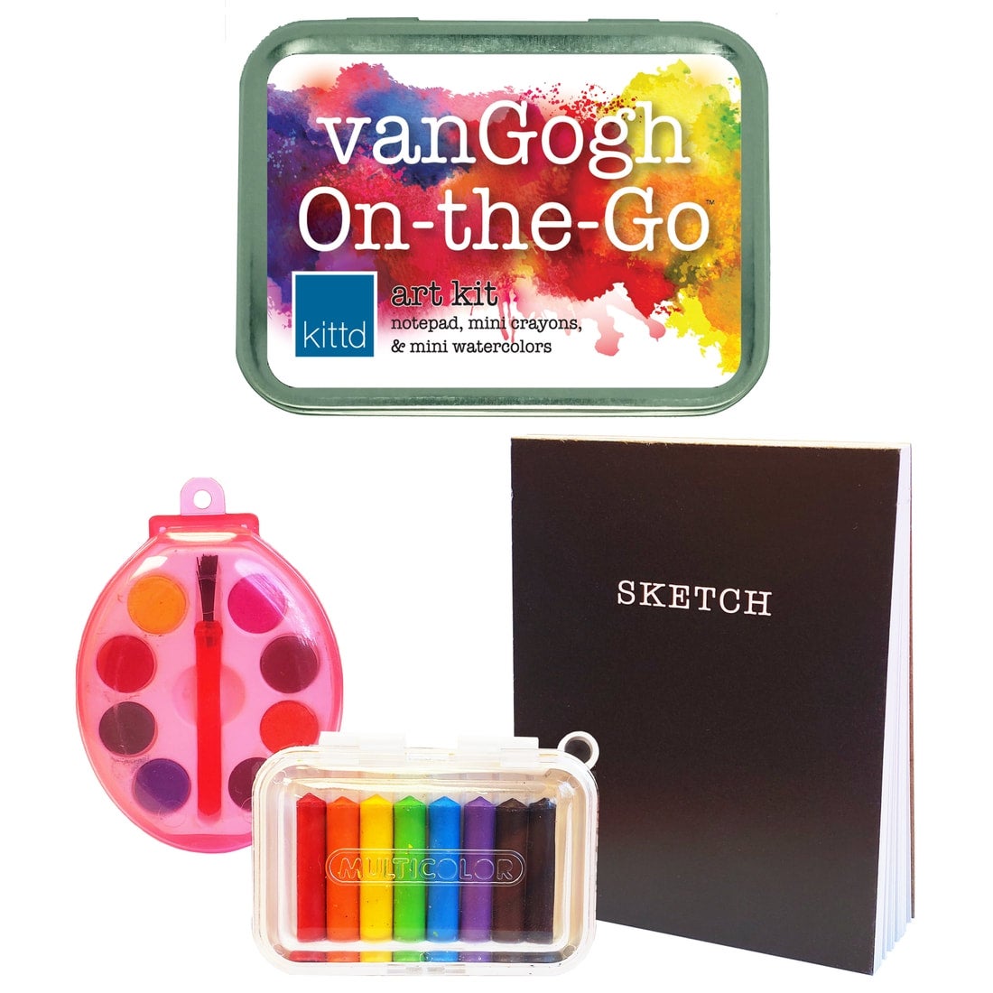 .com: kittd 'van Gogh On-The-Go' Kids Travel Art Kit - Portable,  Pocketable, and Playful - Unplugged Activities in Travel-Ready Tins -  Includes Sketchbook, Watercolors, and Crayons (Single) : Toys & Games